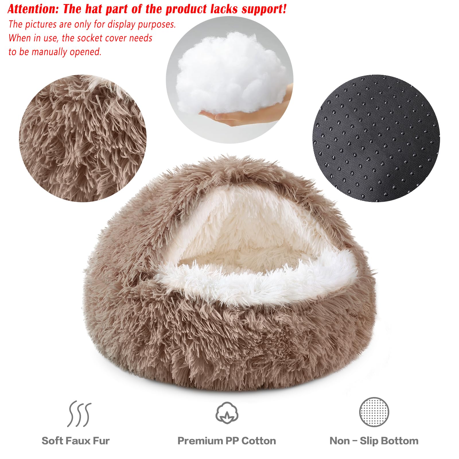 Cama NOYAL donut con tejido esponjoso ofrece comodidad suave para siestas.