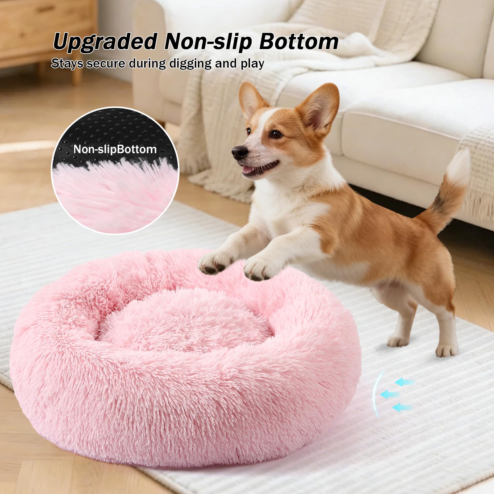 NOYAL Cama rosquilla con funda suave, calor reconfortante para noches cálidas.
