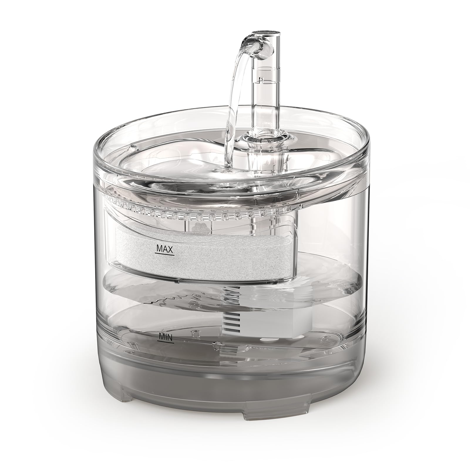 npet bebederos wf050tp, vista lateral, diseño ergonómico que facilita beber al gato.
