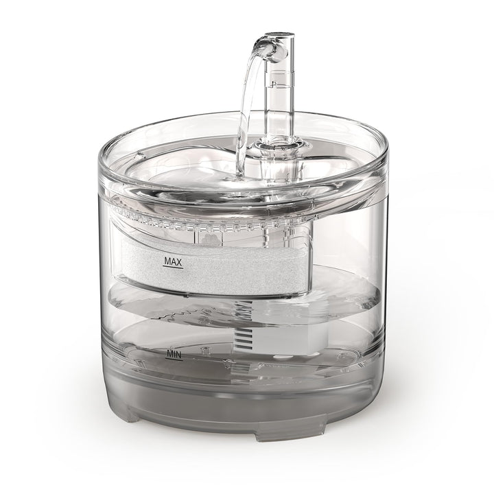 npet bebederos wf050tp, vista lateral, diseño ergonómico que facilita beber al gato.