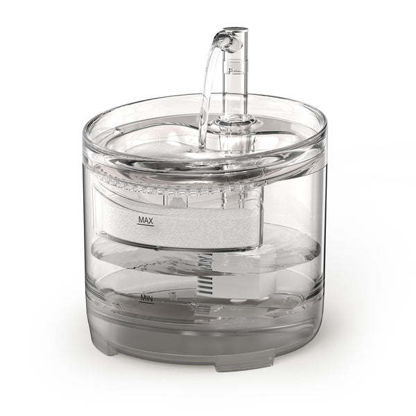 npet bebederos wf050tp, vista lateral, diseño ergonómico que facilita beber al gato.