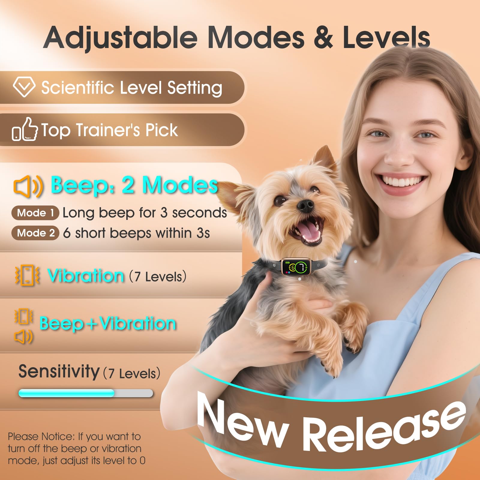 NQQHNN collar con 7 niveles de sensibilidad para diferentes temperamentos