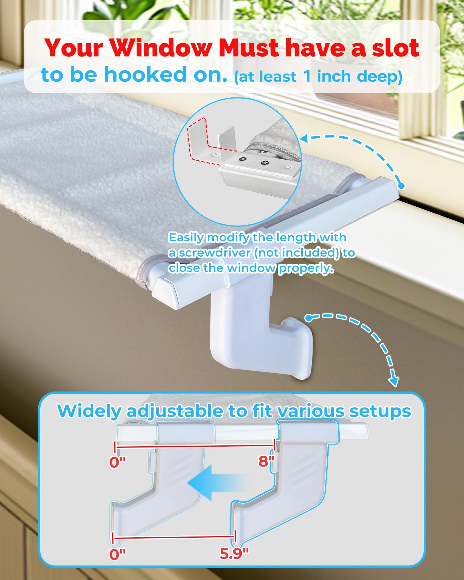 NRYDEPET base ajustable con gancho para fijar en ventana estable.