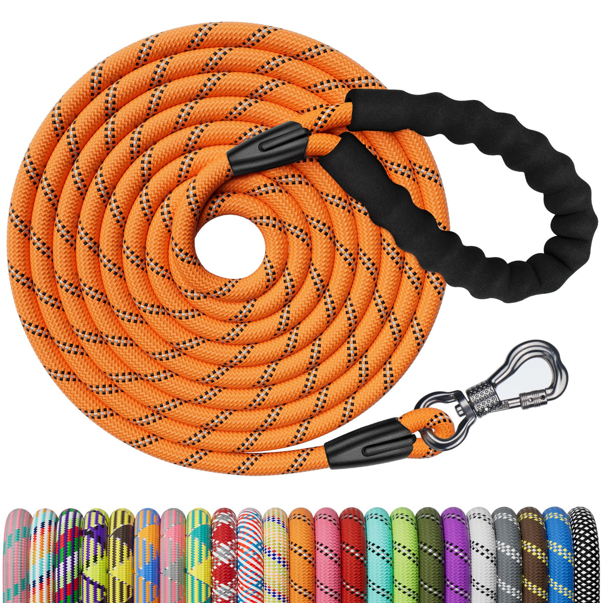 Correa NTR larga 20 ft con gancho hueso bloqueable para seguridad y movimiento.
