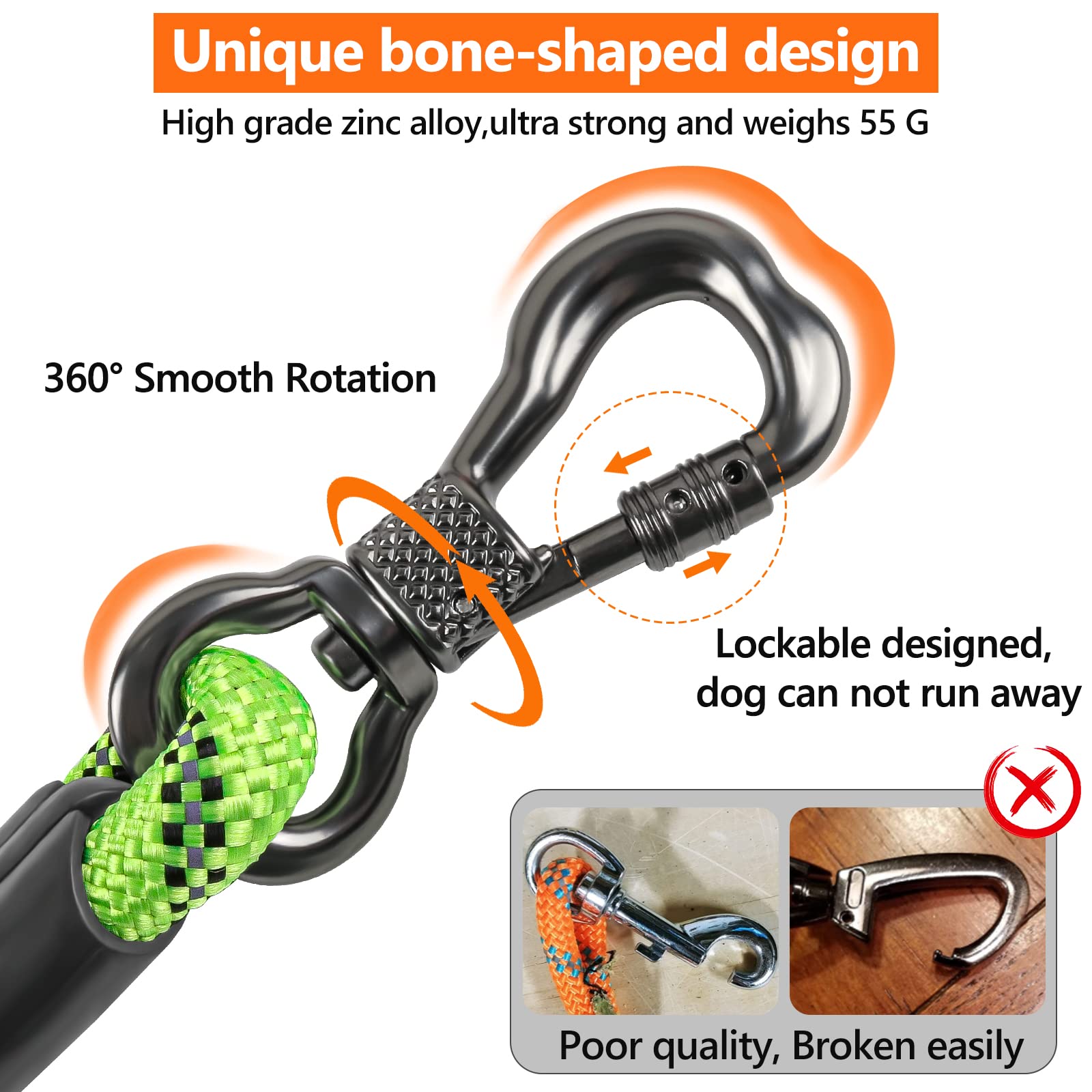 NTR heavy duty dog leash made of durable polyester rope for lasting use.
