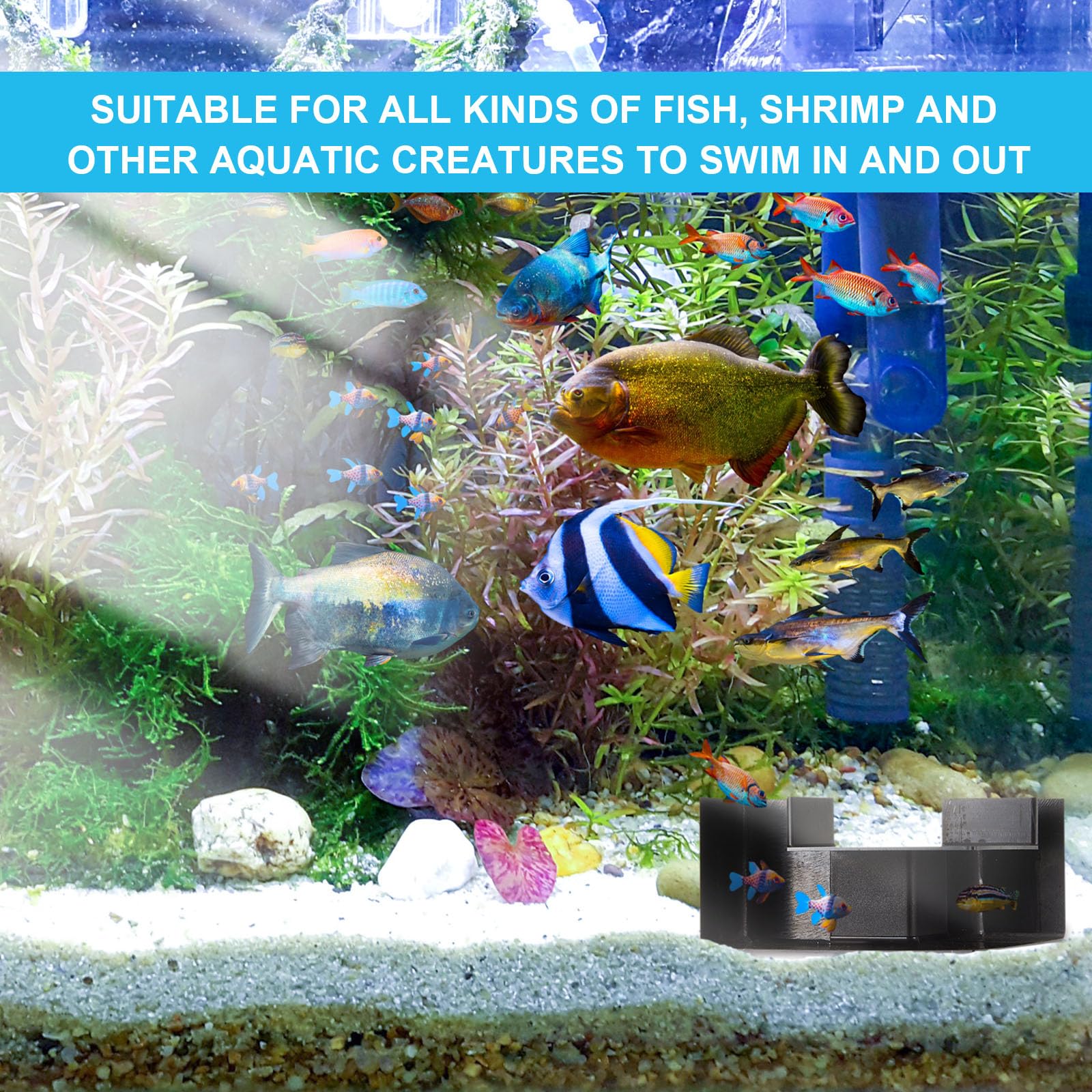 Nuanchu accesorio tunel ABS, resistente y seguro para habitantes del acuario.