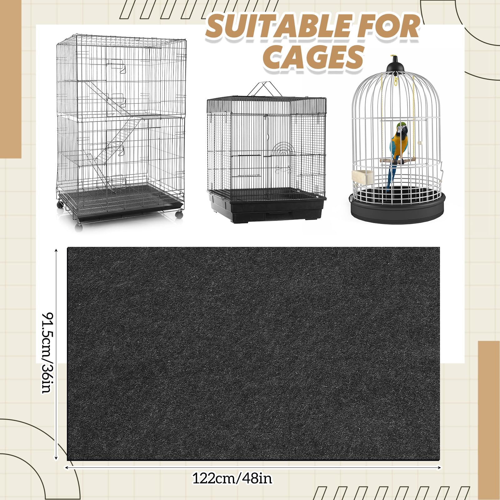 Tapete Nuanchu absorbente para jaula de aves, absorbe agua y mantiene área seca