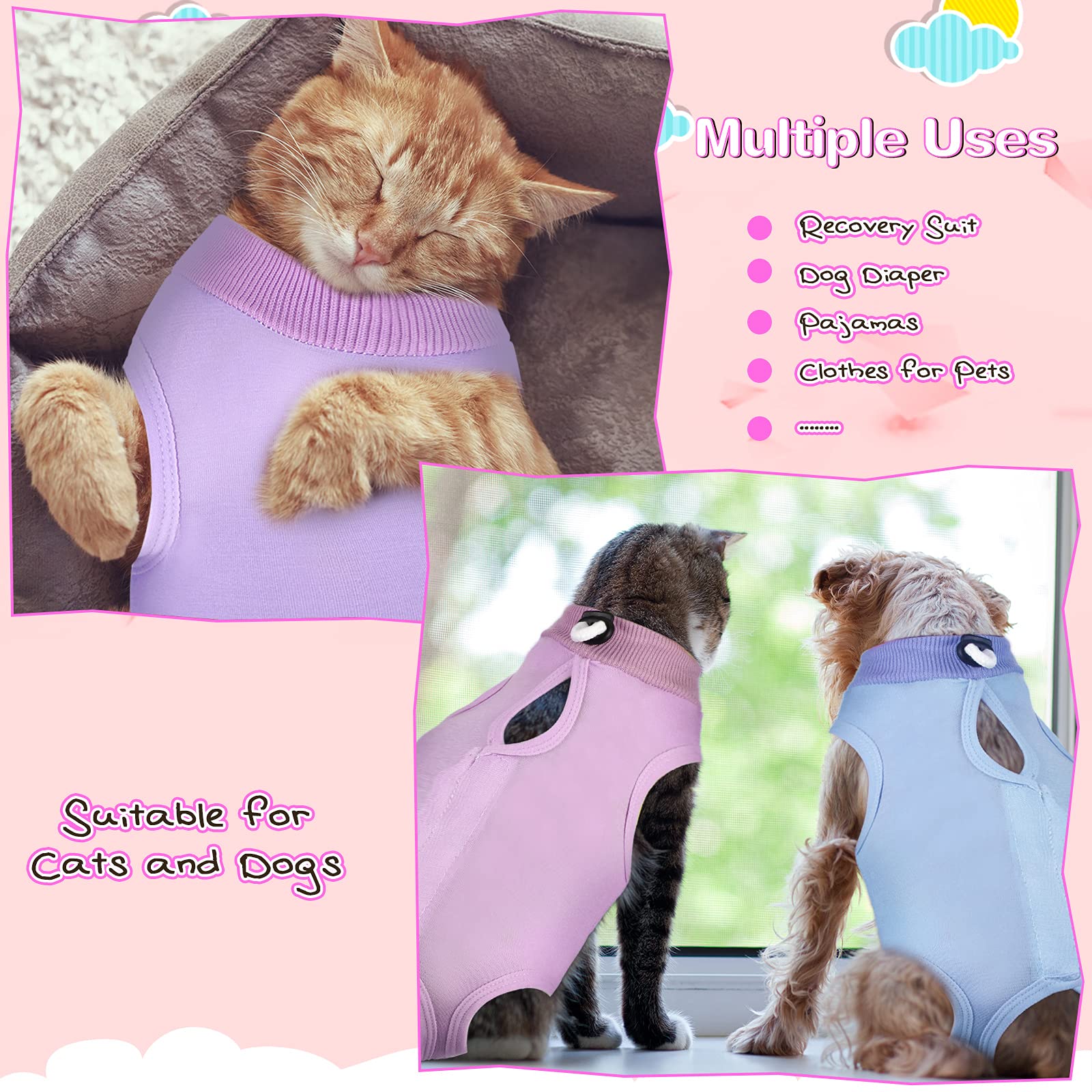 Nuanchu traje de recuperación: apertura trasera fácil de poner para mascotas.