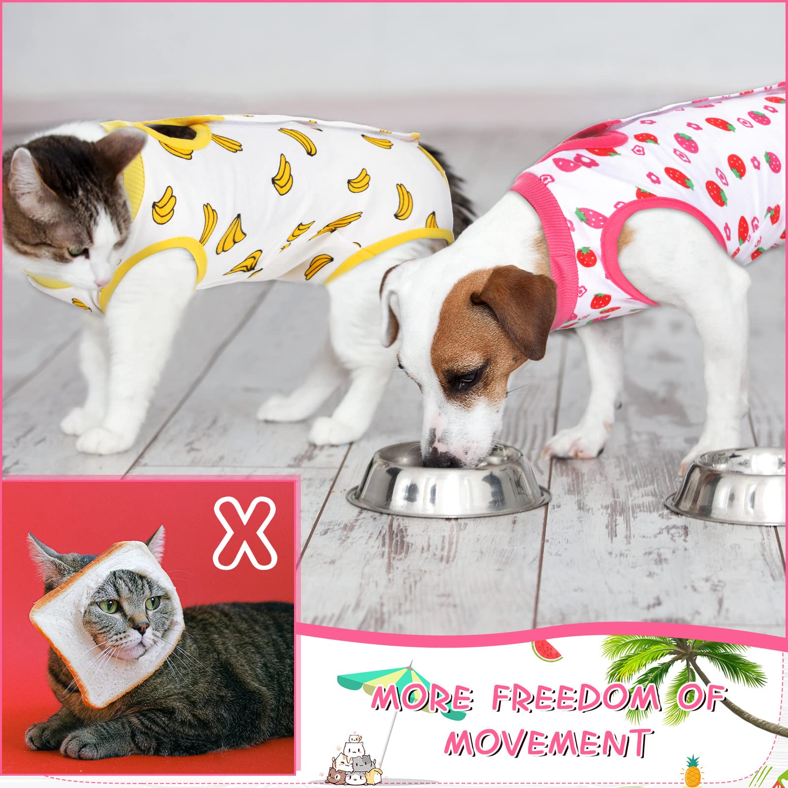 Nuanchu cuello elástico en traje de recuperación para gatos, ajuste seguro.