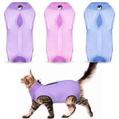 Nuanchu traje de recuperación para gatos: vista frontal para proteger el abdomen durante la recuperación.