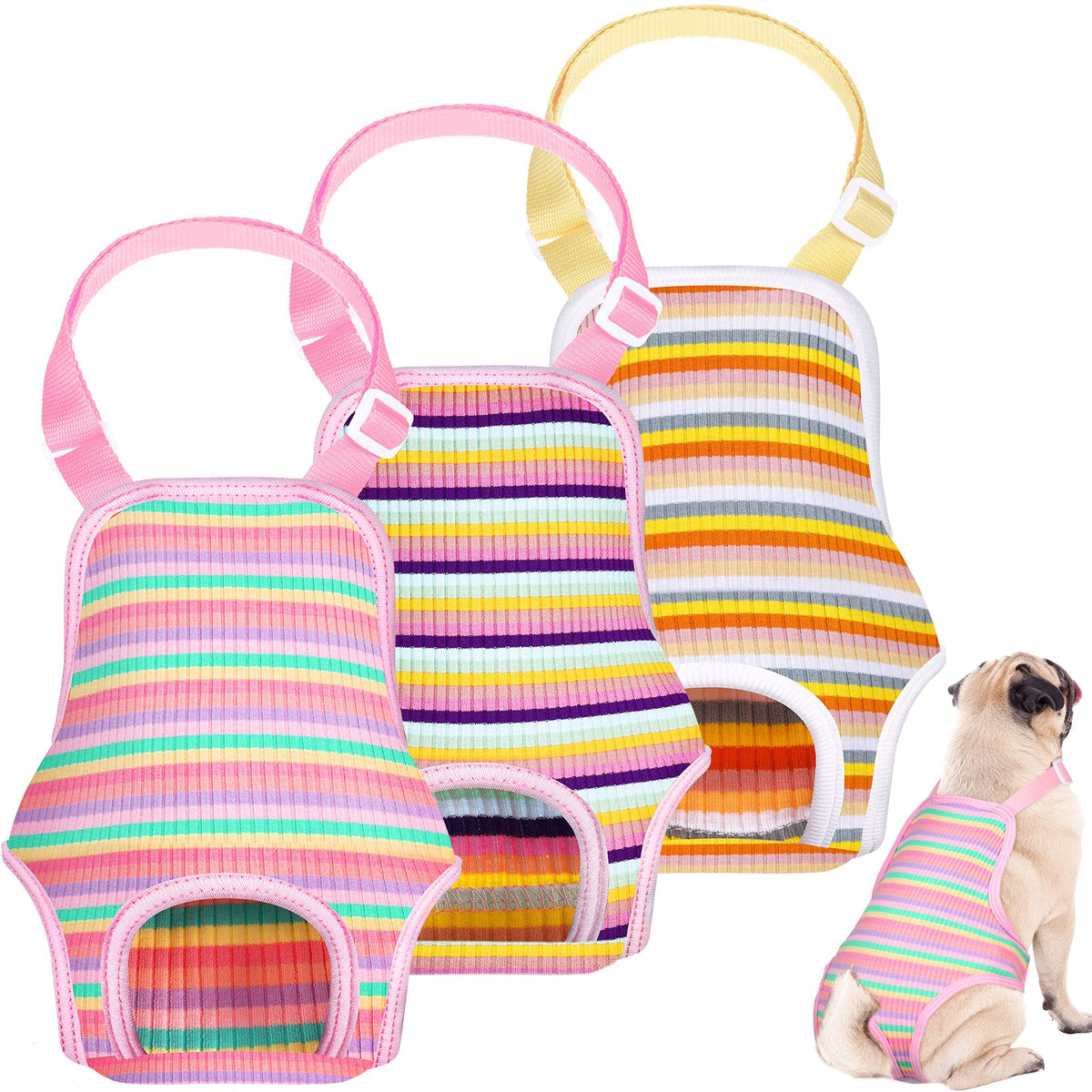 Pañales Nuanchu para perro femenino con ajuste suspensor para comodidad.