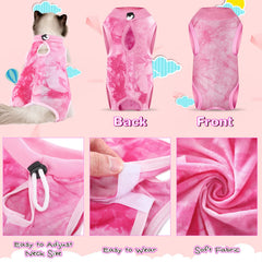 Traje de recuperación Nuanchu para gato en rosa, facilita comer y moverse con seguridad.