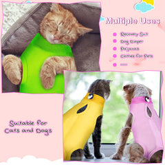 Nuanchu pijama de recuperación para gatos, abertura trasera amplia para ponérselo.