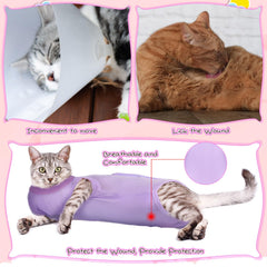 Nuanchu traje de recuperación para gato, apertura trasera amplia para vestir con facilidad.