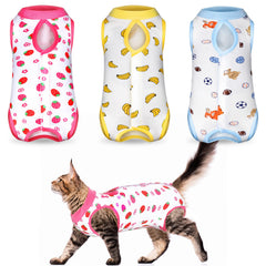 Nuanchu trajes de recuperación para gatos, tres piezas en colores brillantes para comodidad.