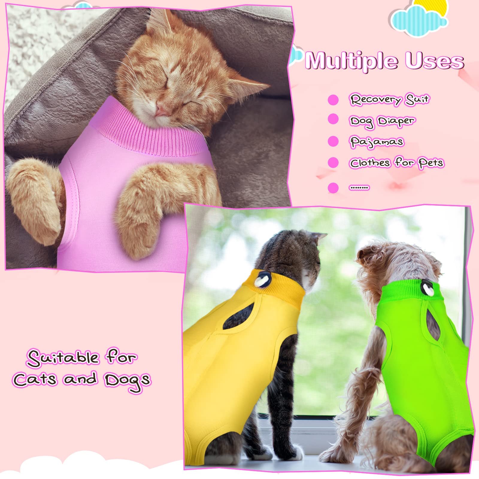 Nuanchu traje recuperación gato, material modal flexible para movimiento cómodo.