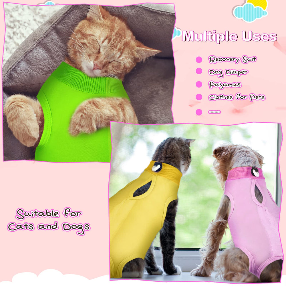Nuanchu traje de recuperación para gatos verde, cuello elástico cómodo.