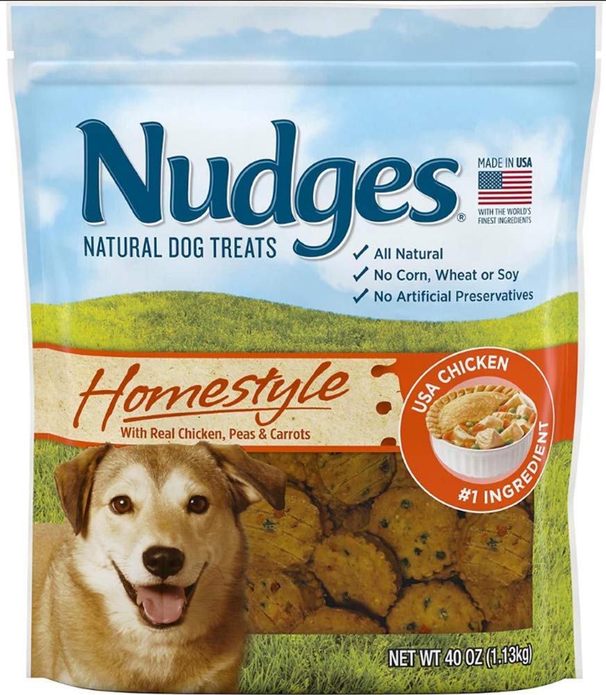 Premios Nudges para perros Homestyle, envase de 40 onzas, snack natural para entrenamiento.