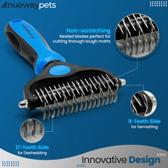 The Original FureverBrush de NuewayPets, doble cabezal, desenreda y elimina pelo suelto.