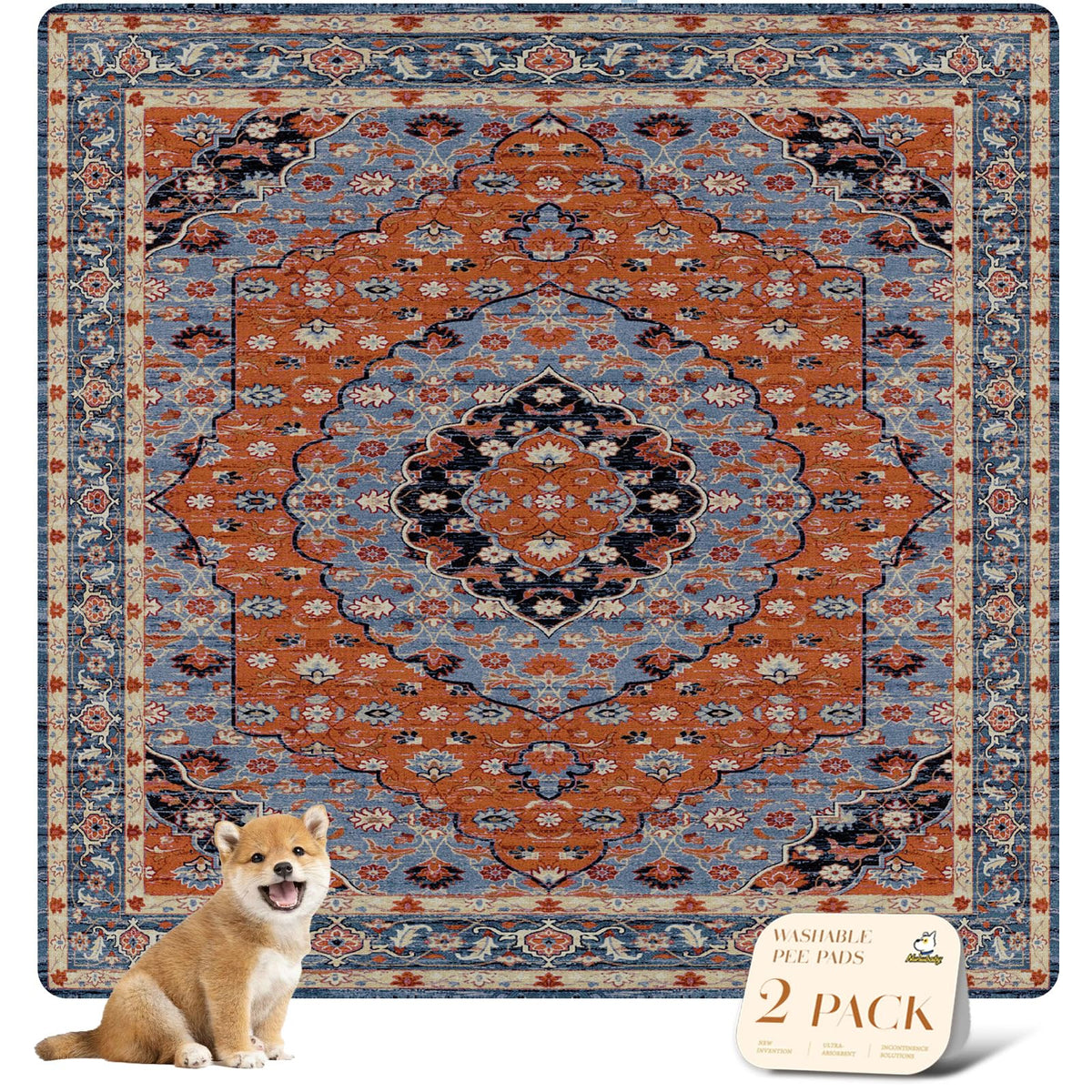 Nunubaby 2PACK: almohadillas impermeables con diseño floral para perros, protegen pisos.