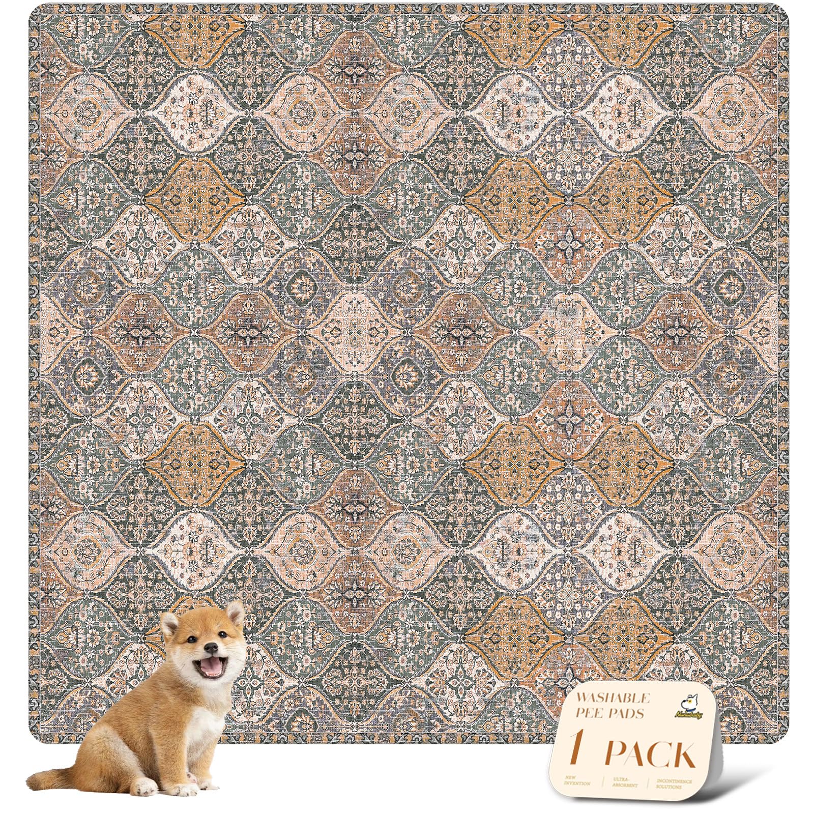 Nunubaby almohadilla higienica para perro estilo marrón multicolor protege el suelo y decora el espacio.