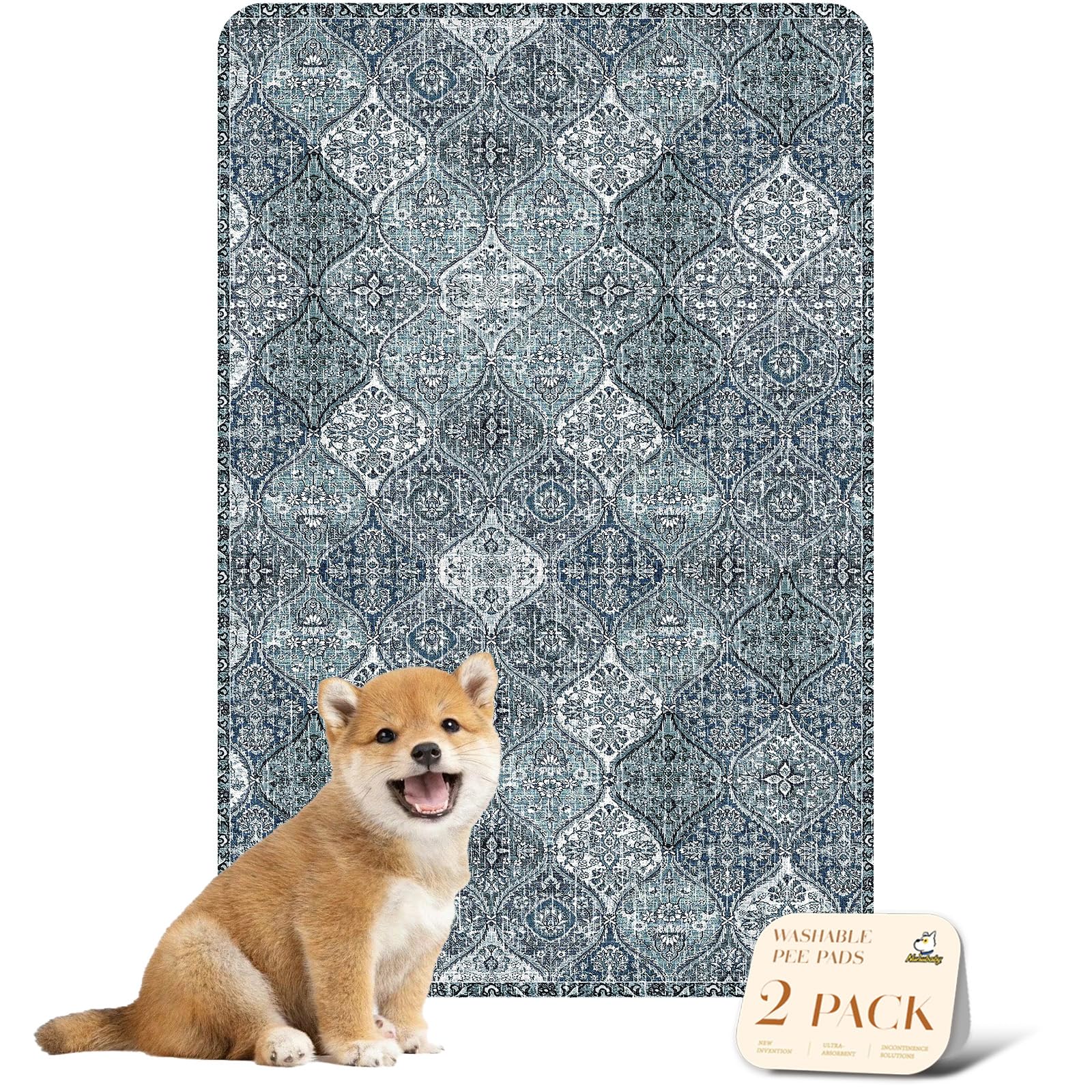 nunubaby almohadilla lavable para perros en azul, protege suelos y estilo