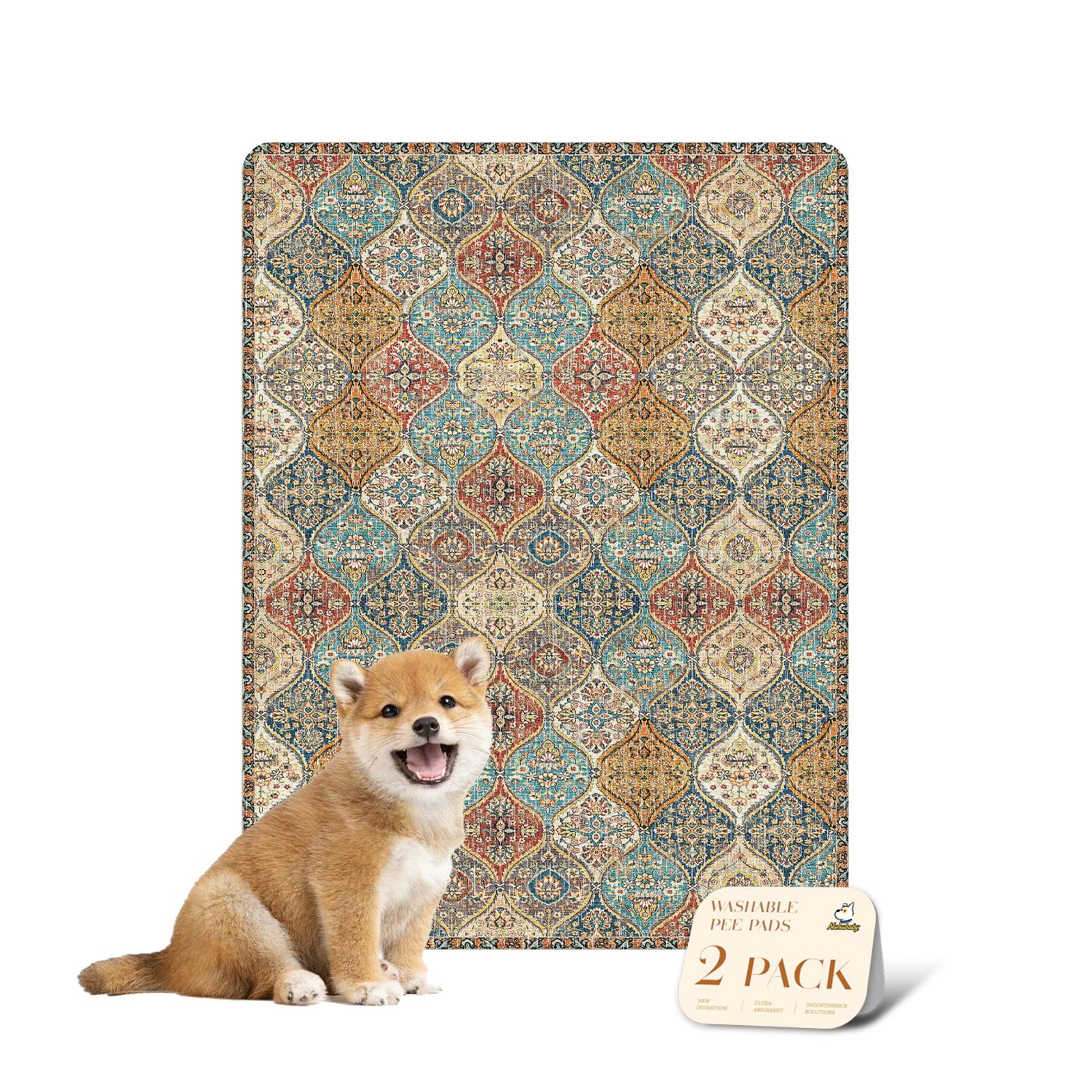 Nunubaby almohadilla reutilizable para perros con patrón crema protege suelos con estilo.
