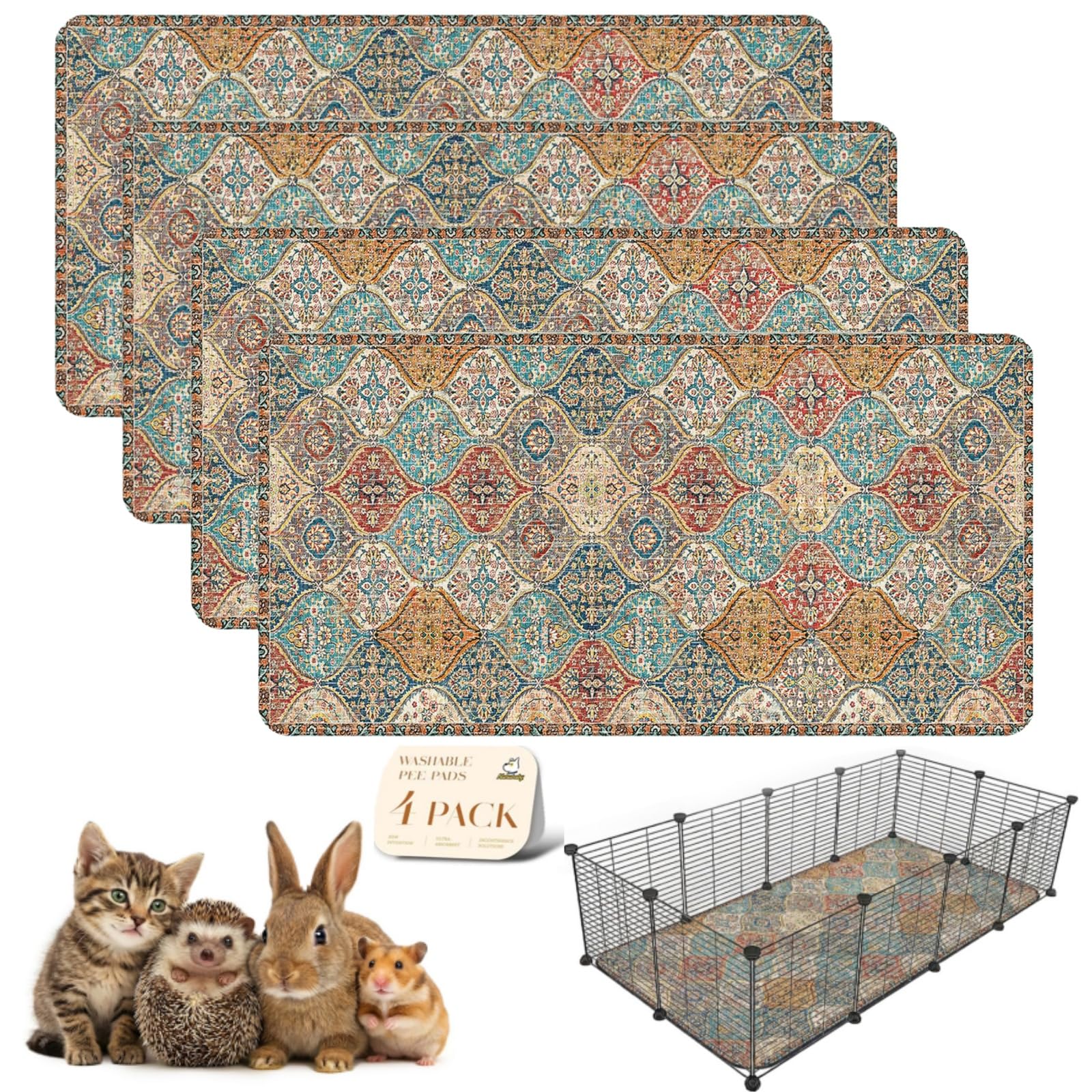 Almohadillas lavables Nunubaby para cobayas, 24x48 pulgadas, protección reutilizable para el hogar.
