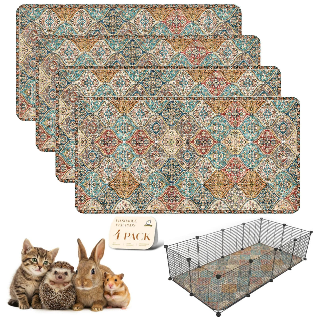 Almohadillas lavables Nunubaby para cobayas, 24x48 pulgadas, protección reutilizable para el hogar.
