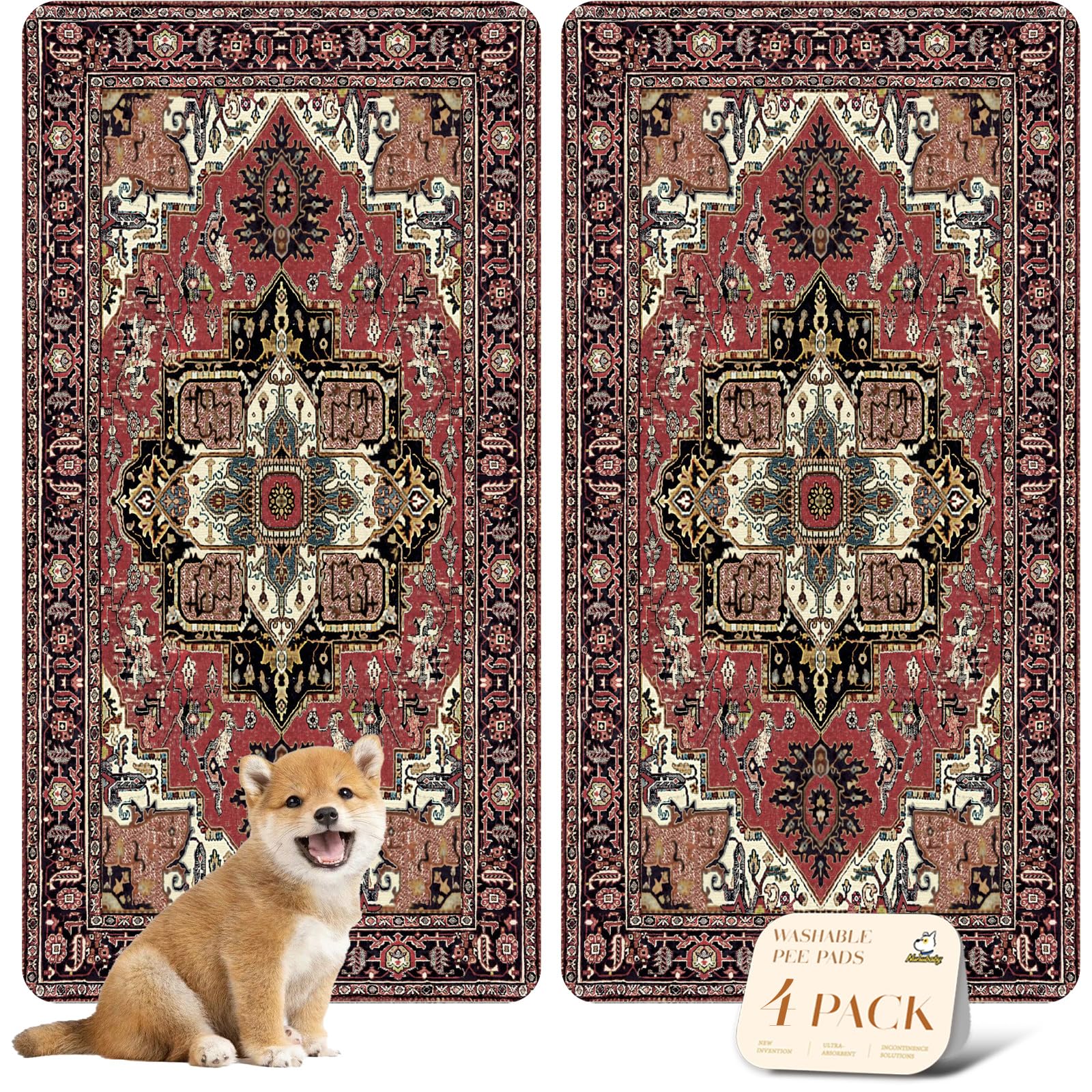 Nunubaby almohadillas lavables para perros, rectangular 24x48, protegen suelos y muebles.