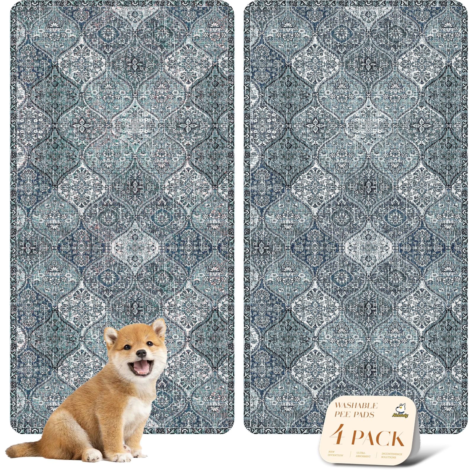 Almohadillas lavables nunubaby azul para perros, alta absorción y protección de superficies.