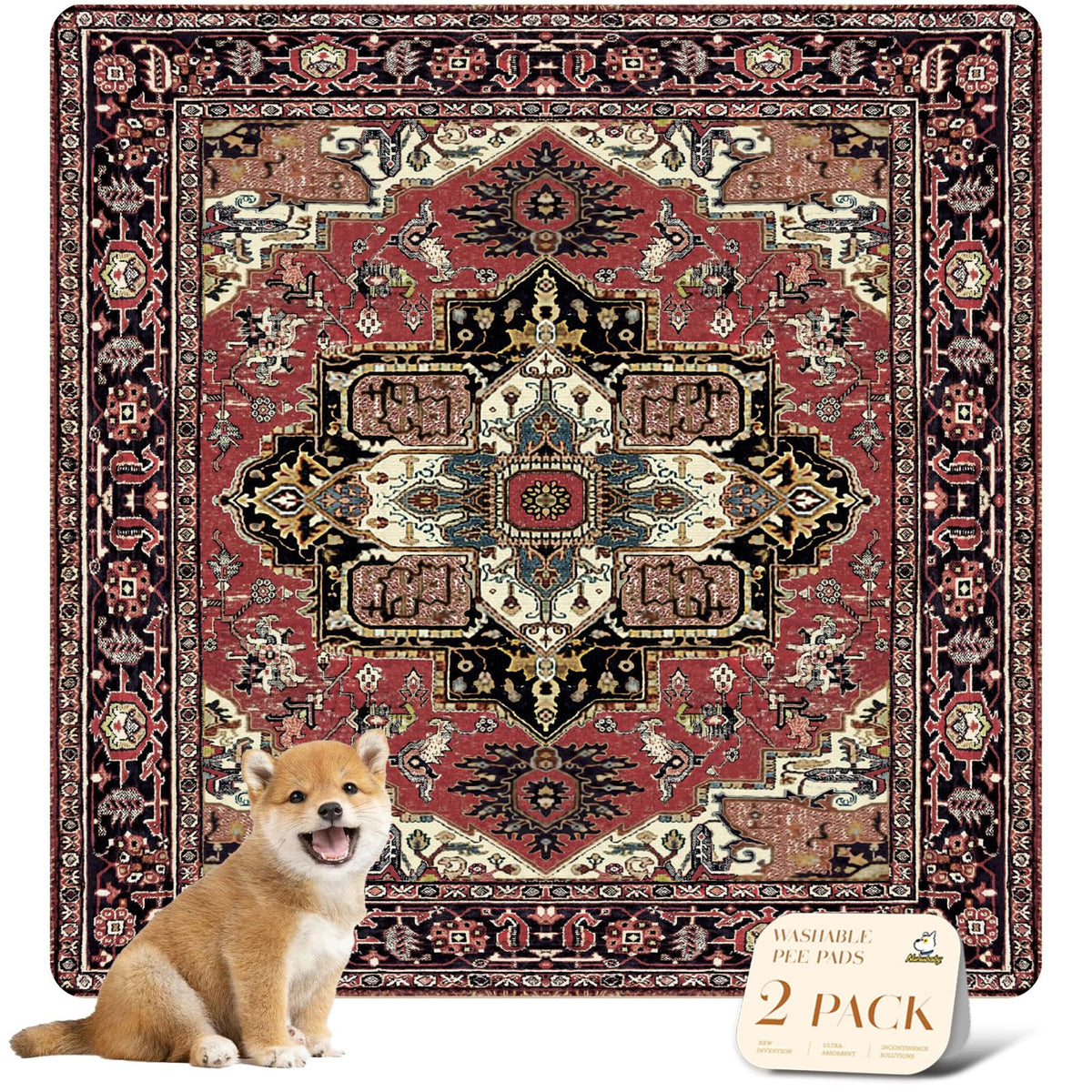 nunubaby almohadilla lavable para perros, rojo rectangular, protege suelos y muebles