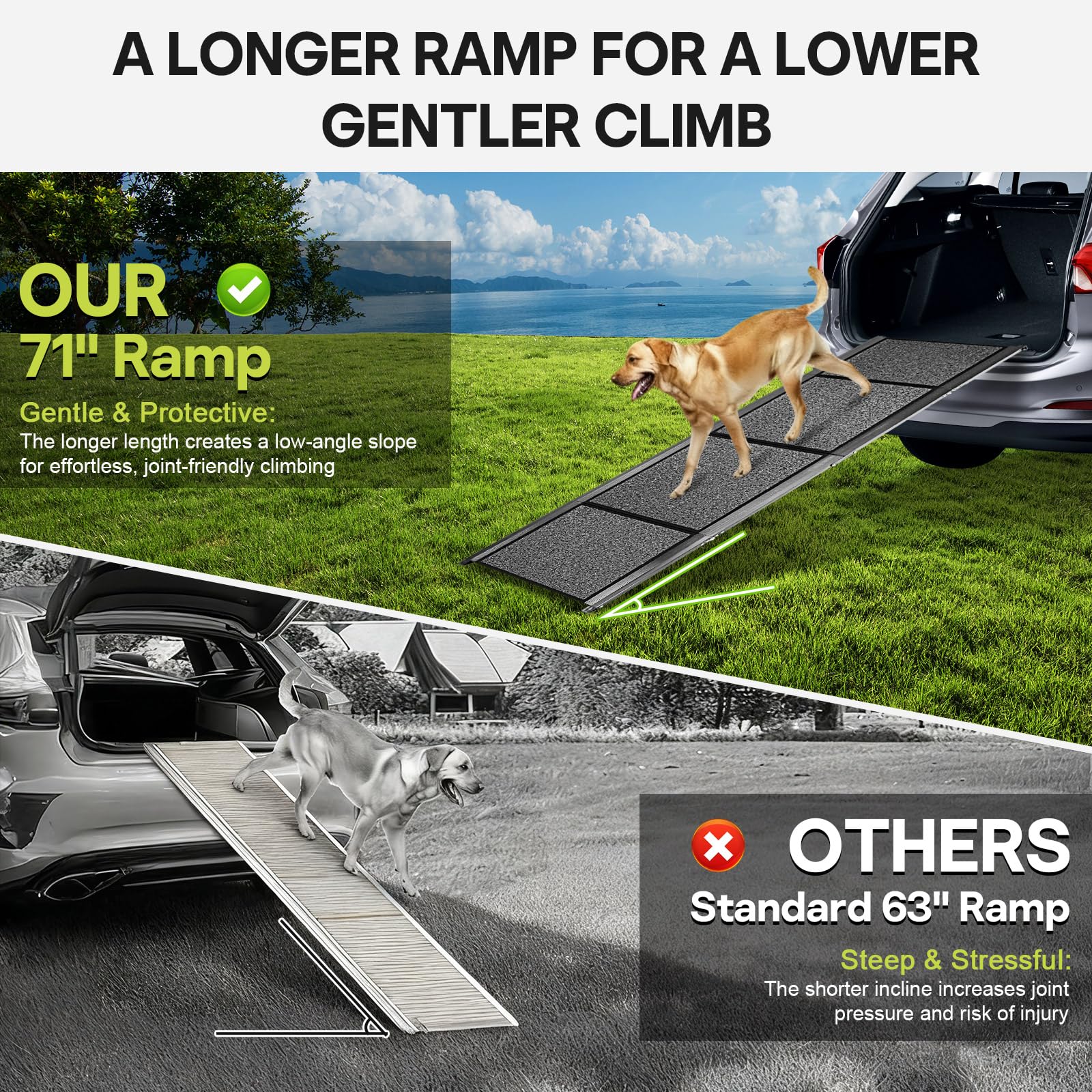 NUOBESTY rampa de aluminio reforzado para hasta 250 libras.