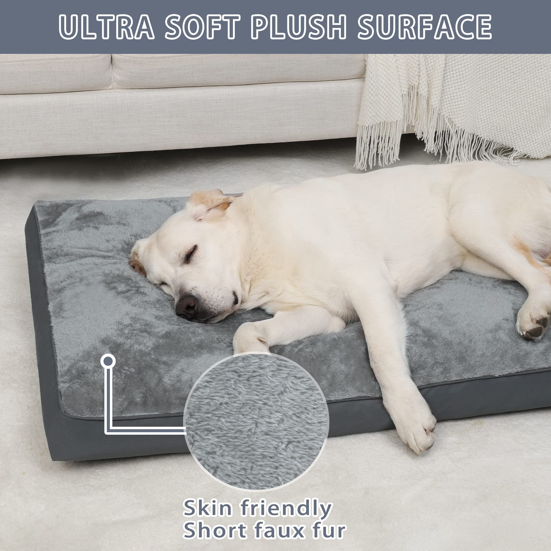 NUPIDA cama caja para perro, superficie de terciopelo suave para dormir cómodo.