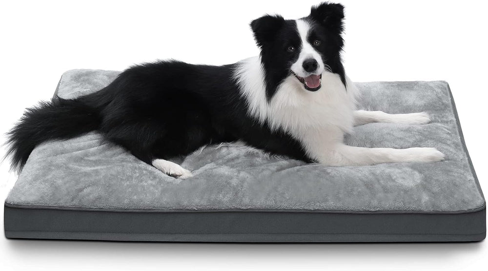Cama NUPIDA para jaula impermeable en gris, suave y calmante para perros.
