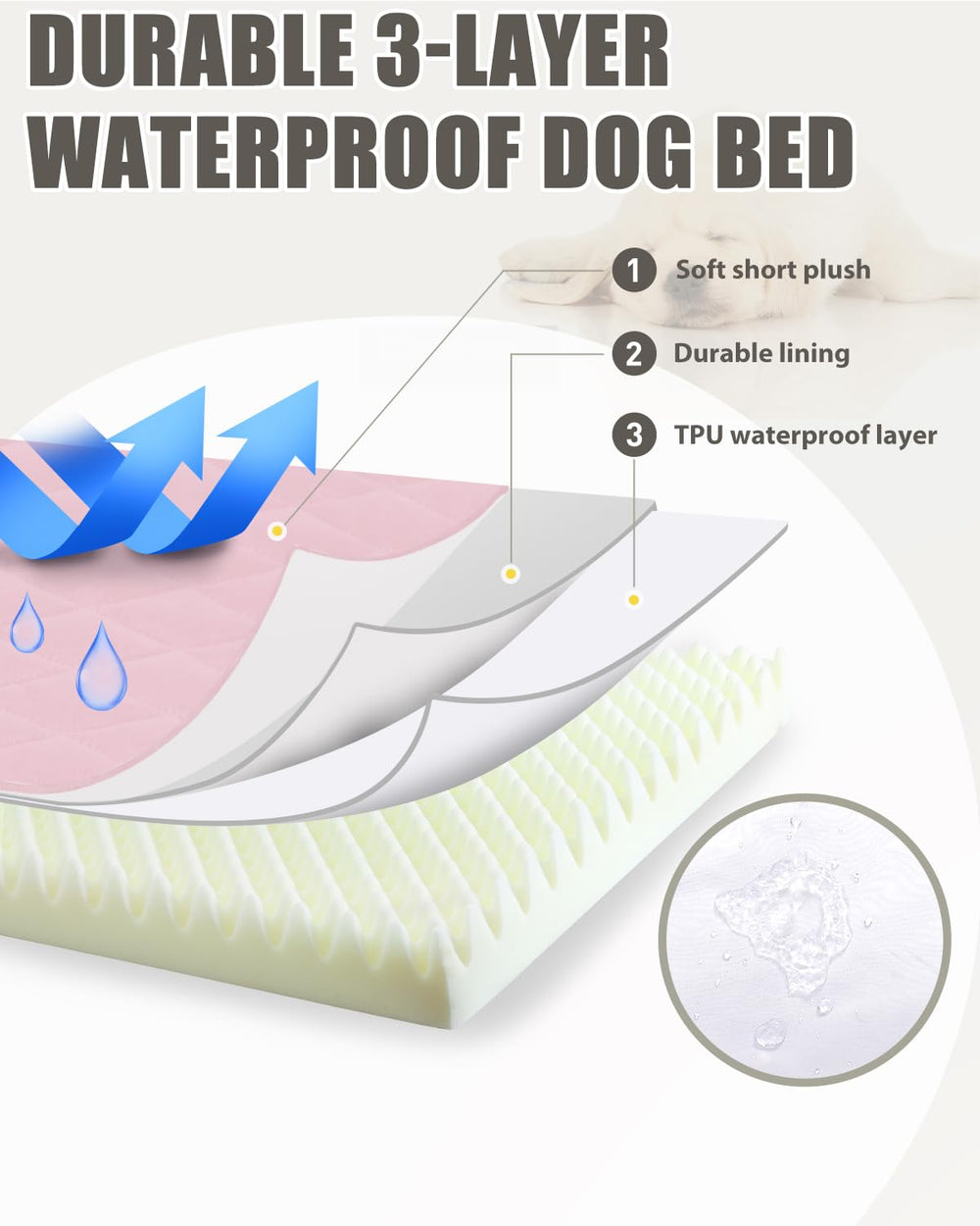 NUPIDA Cama para perros XL con base antideslizante estable.