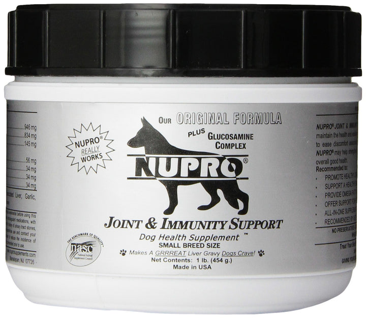 Nupro Articulación: botella de 1 lb para perros activos.