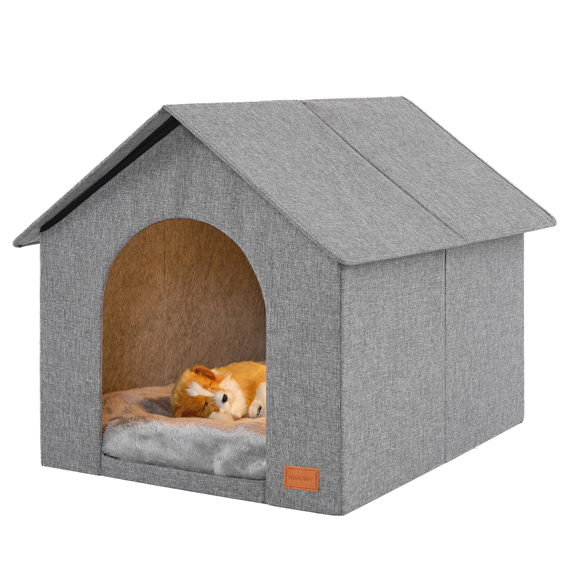 NUROMY casa interior para perros con cojin lavable, refugio cómodo para dormir