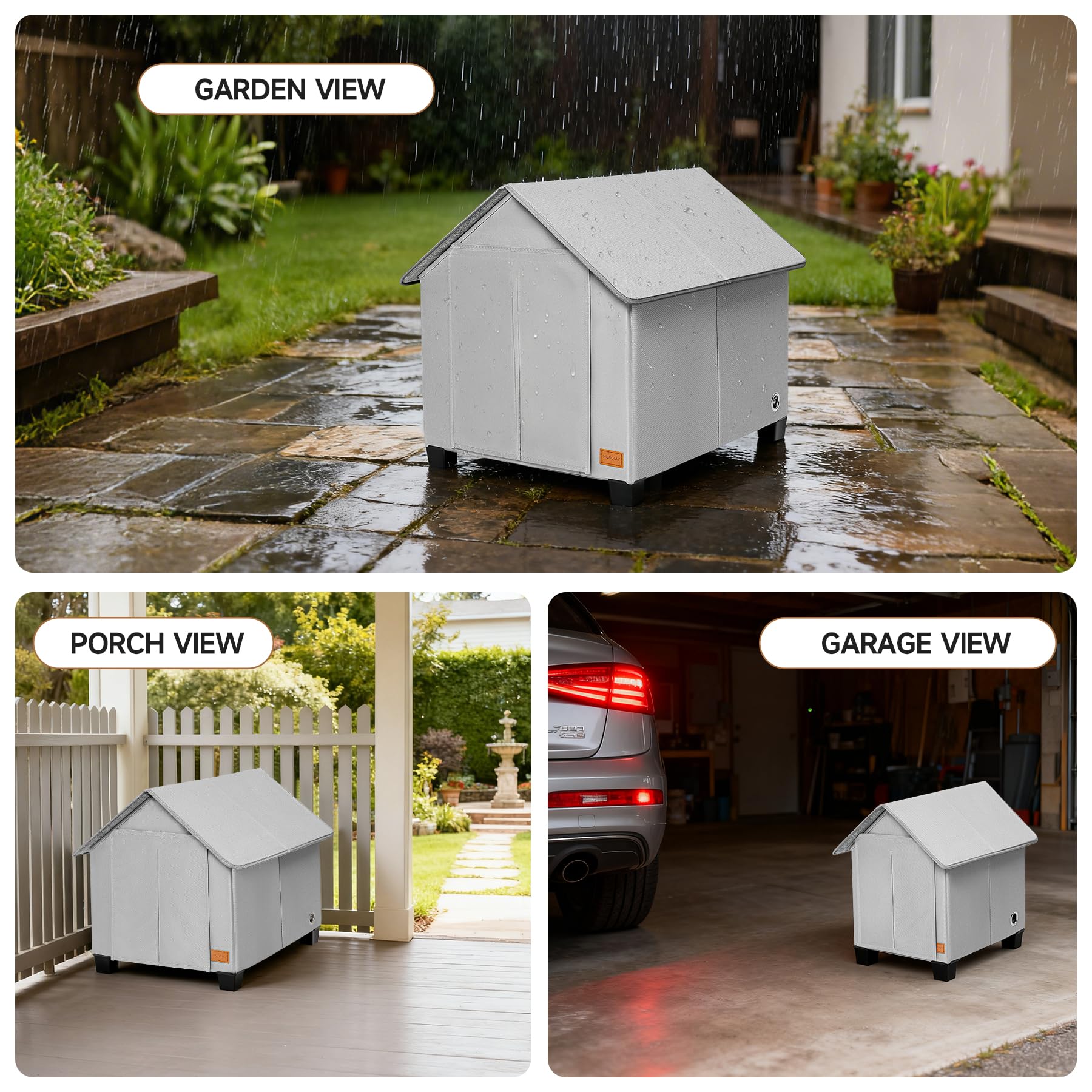 NUROMY caseta perro techo resistente a la lluvia para exterior.