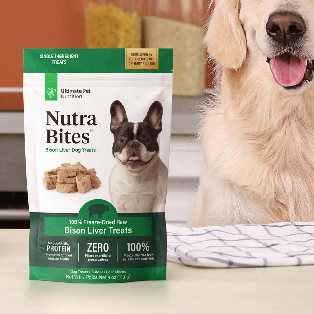 Nutra Bites ingrediente único: proteína de hígado de bison sin aditivos.
