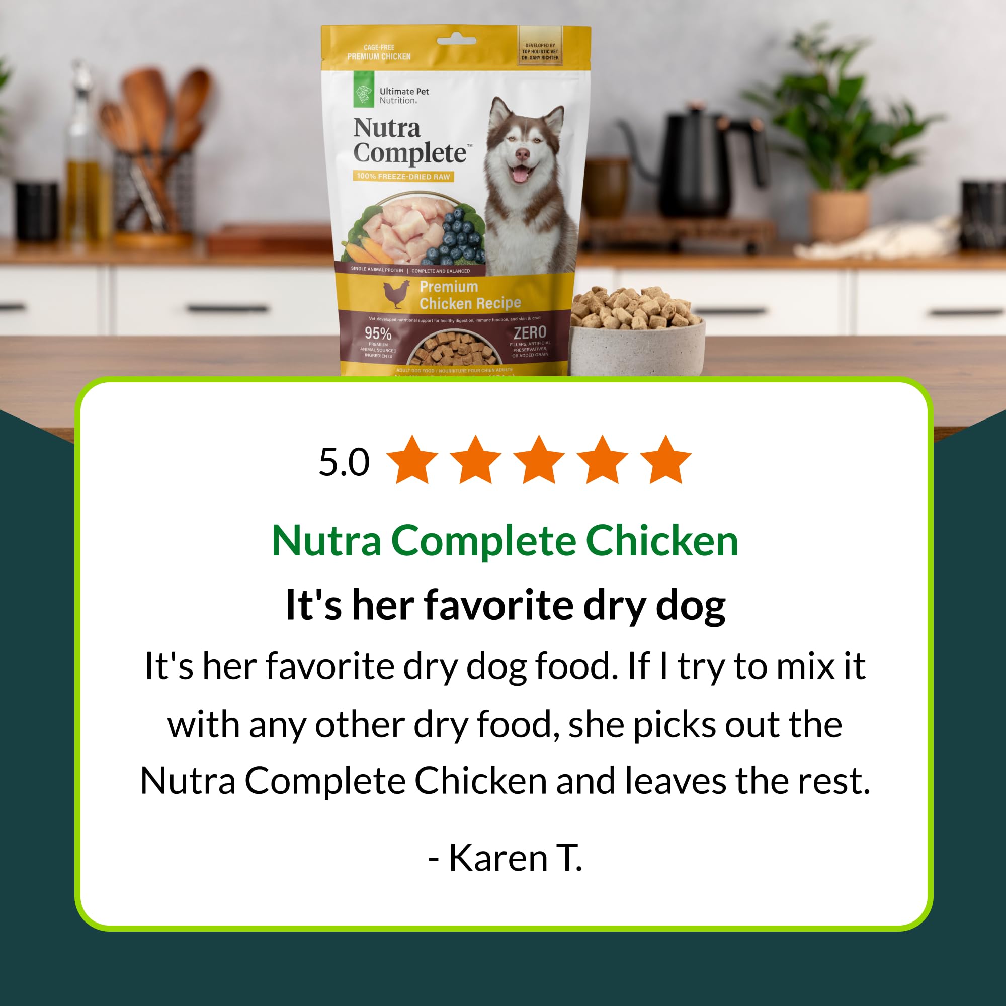 Nutra Complete receta de pollo para una experiencia de sabor natural.