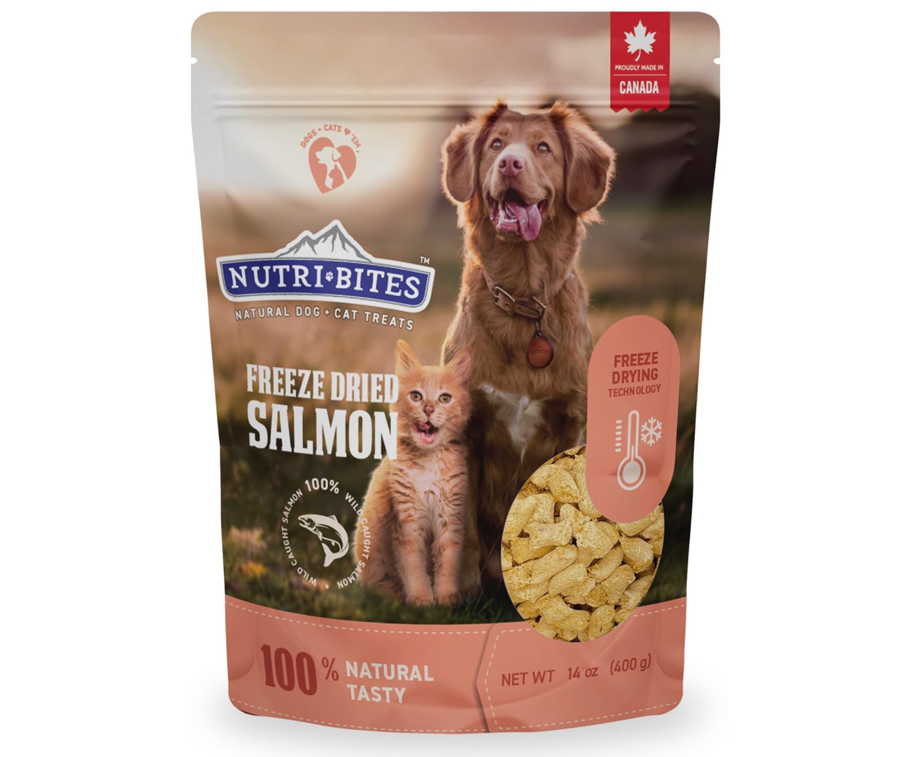 Nutri Bites salmon liofilizado para perros y gatos, sabroso y nutritivo