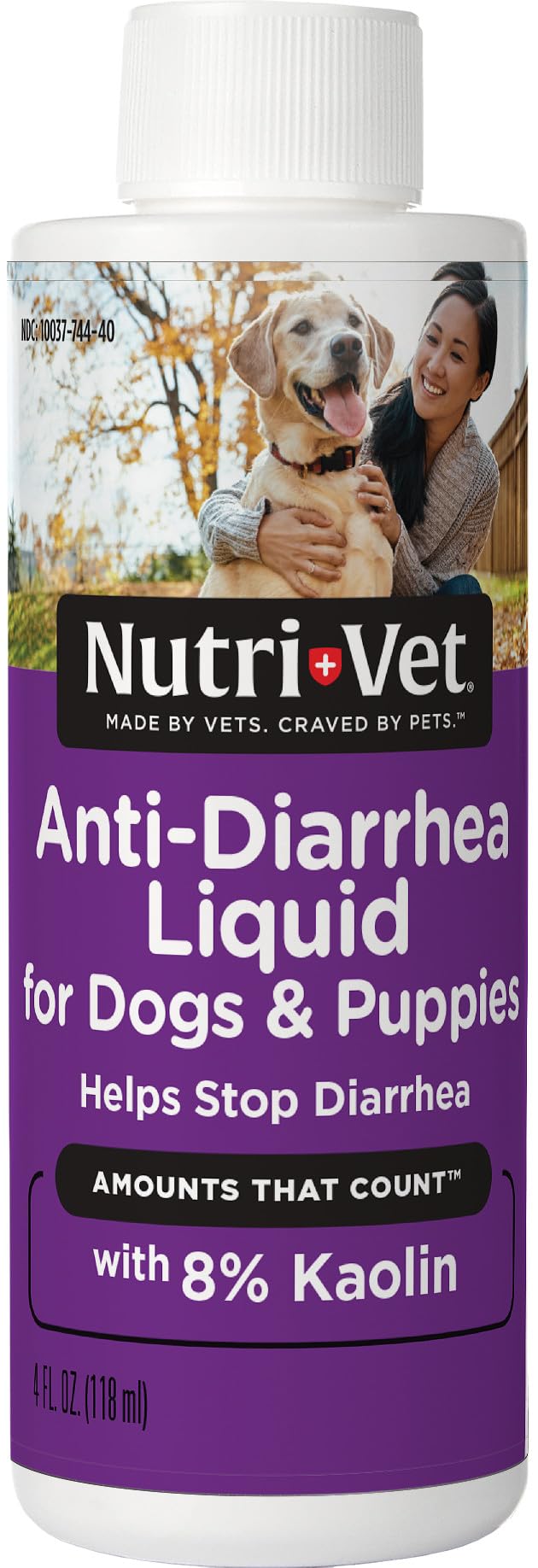 Nutri-Vet Anti-Diarrhea Liquid en botella para alivio rápido en perros.