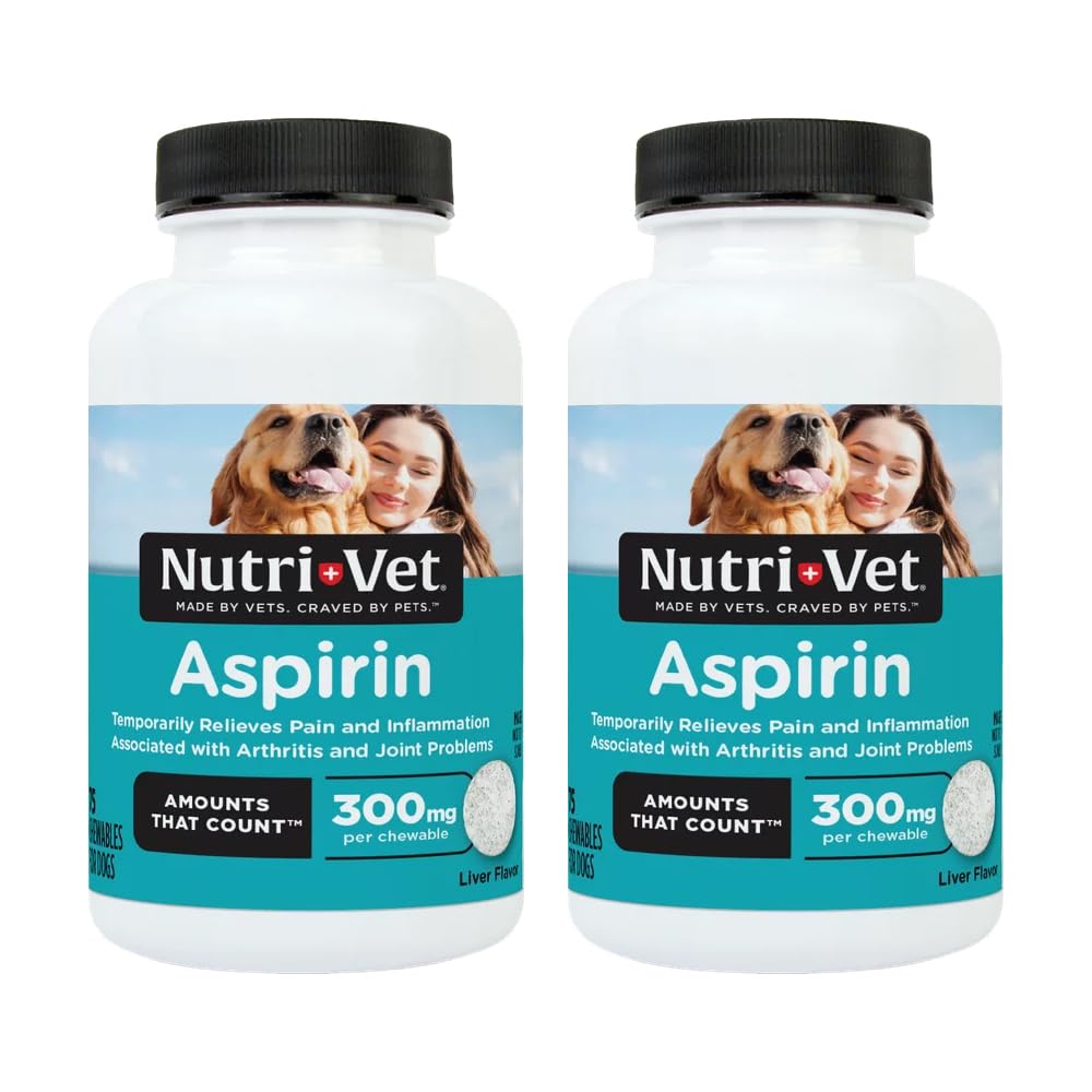 Nutri-Vet Aspirina masticable para perro grande en envase, fácil de administrar.