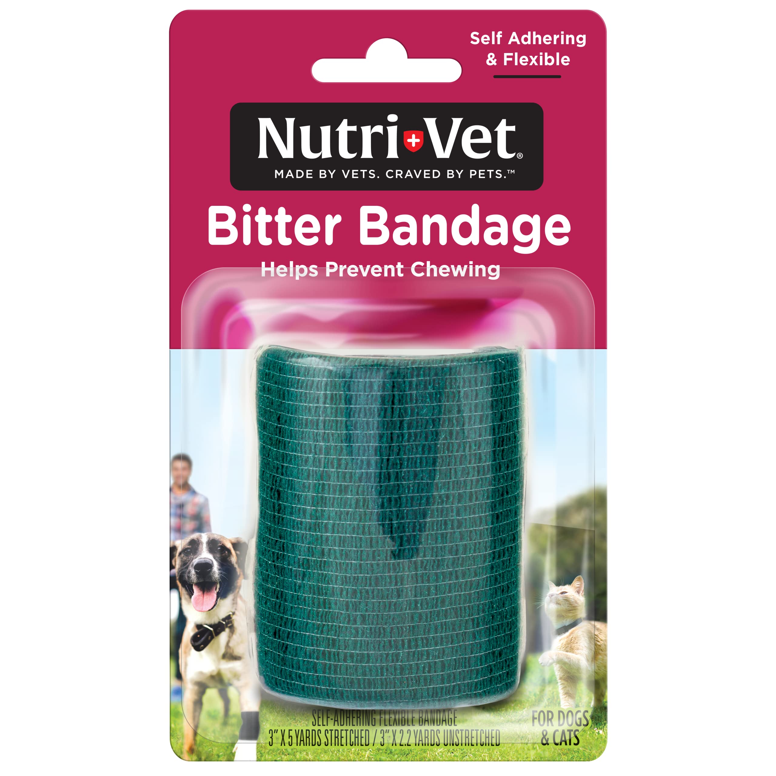 Nutri-Vet Bitter Bandage autoadherente 3 pulgadas: sujeción estable para herida.