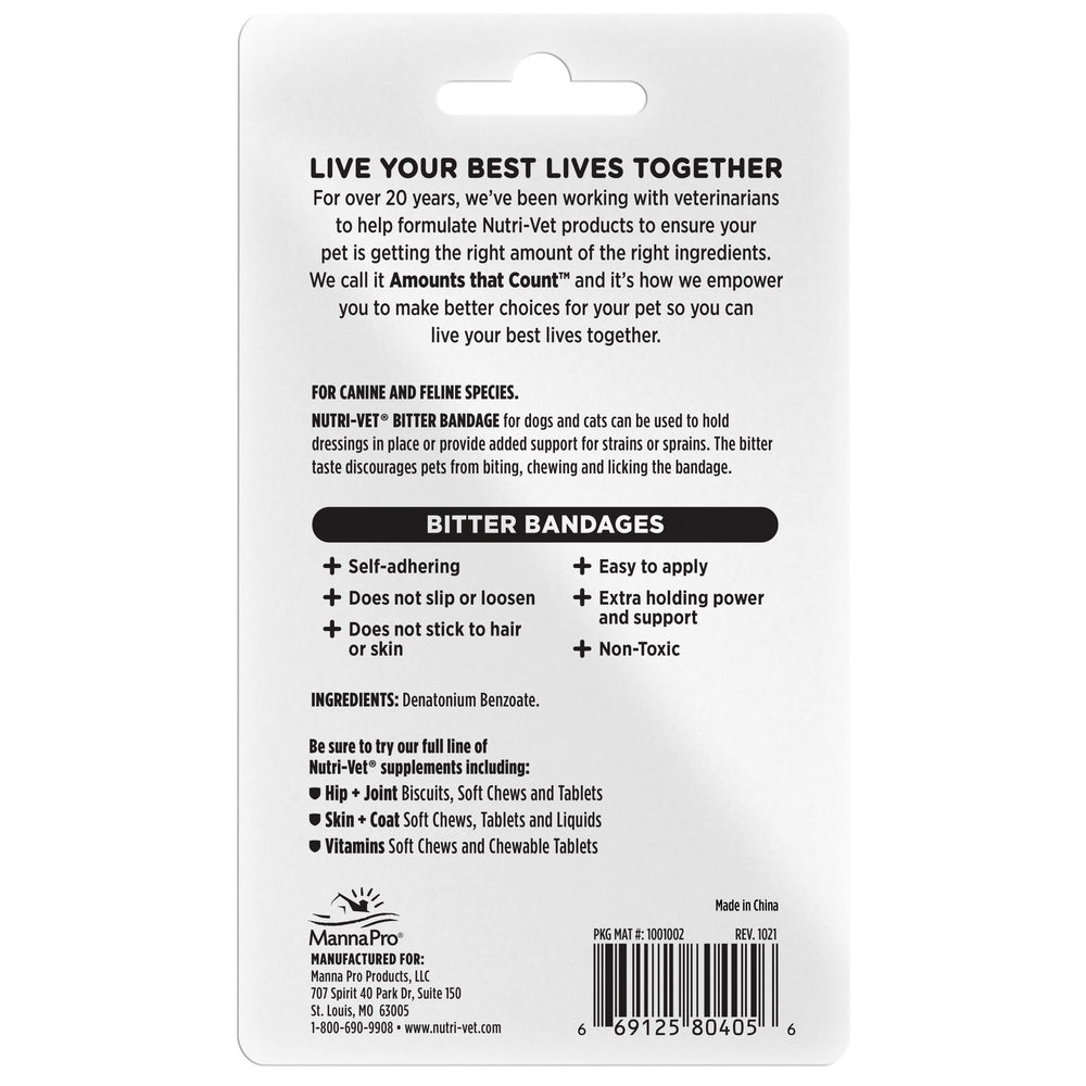 Nutri-Vet Bitter Bandage uso en curaciones: cobertura segura.