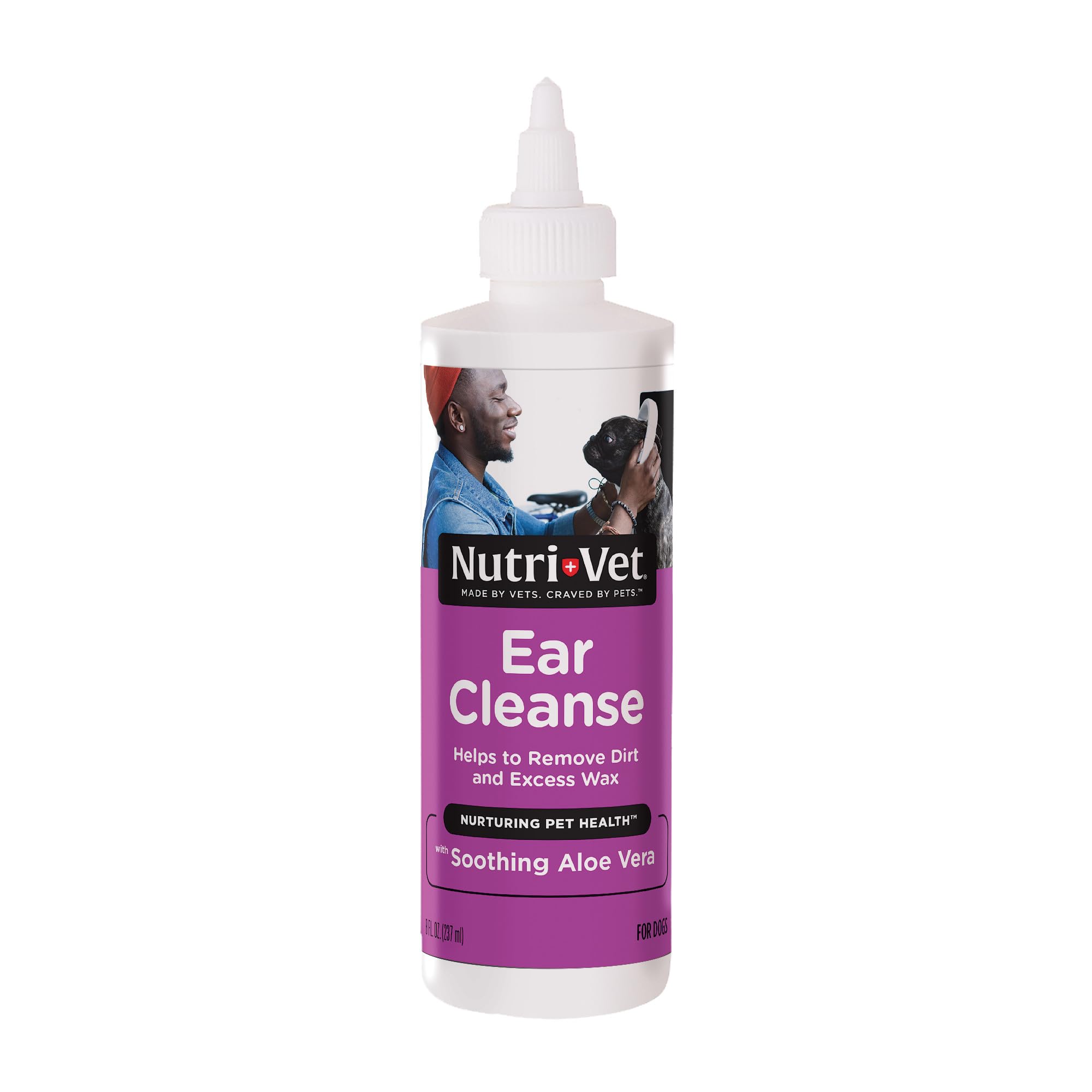Nutri-Vet envase de limpieza de oídos para perros, fácil de usar en casa.