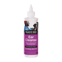 Nutri-Vet envase de limpieza de oídos para perros, fácil de usar en casa.