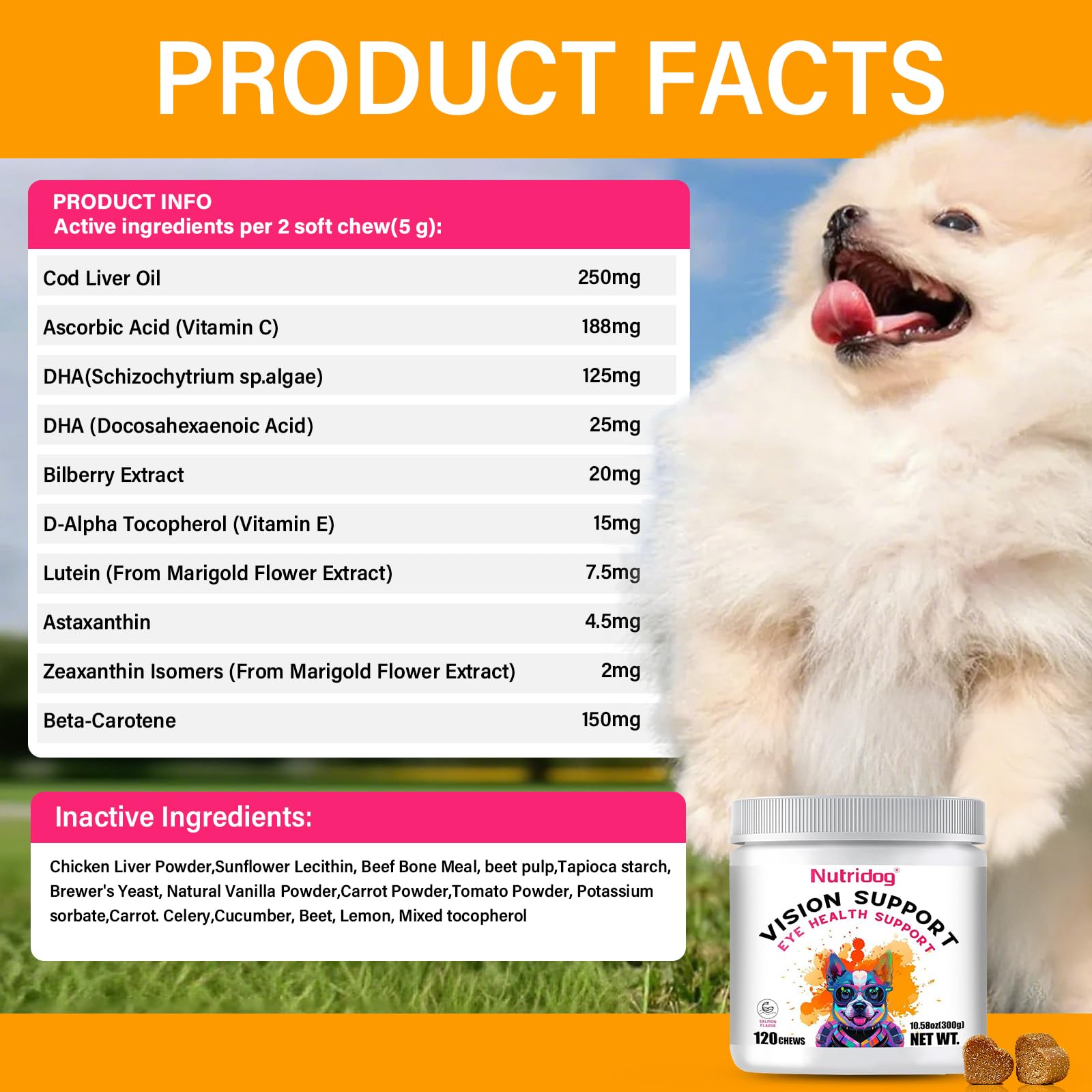 Nutridog: astaxantina para ojos de perro, antioxidante natural.