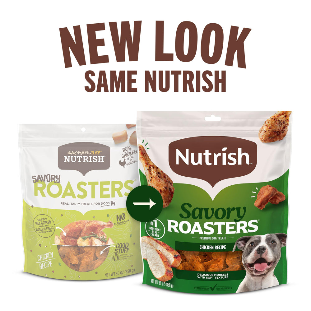 Nutrish Sabrosos Roasters con pollo y empaque recerrable para frescura.